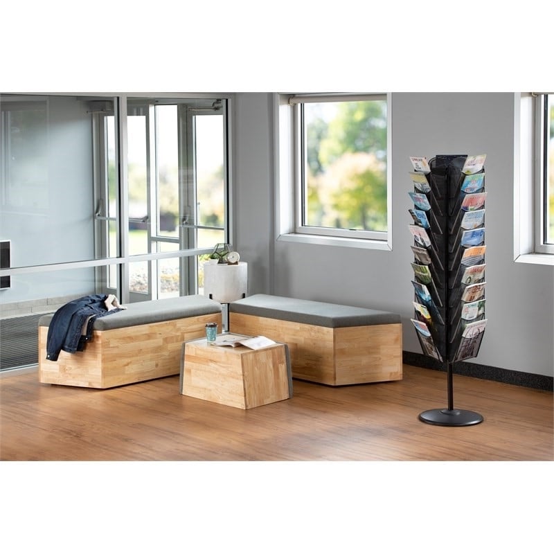 Safco Onyx 360 Degree Rotating Steel Mesh Magazine Stand in Black