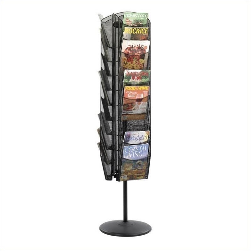 Safco Onyx 360 Degree Rotating Steel Mesh Magazine Stand in Black