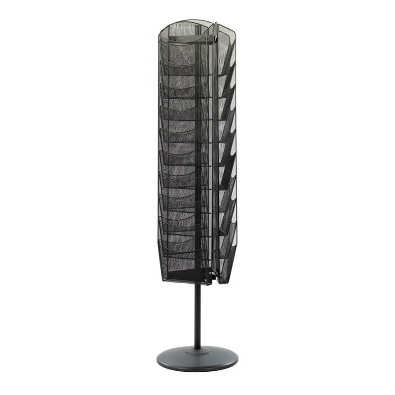 Safco Onyx 360 Degree Rotating Steel Mesh Magazine Stand in Black