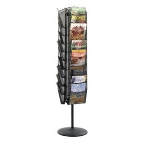 safco onyx 360 degree rotating steel mesh magazine stand in black
