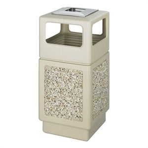 safco canmeleon aggregate panel 38 gallon trash can with ash urn in beige