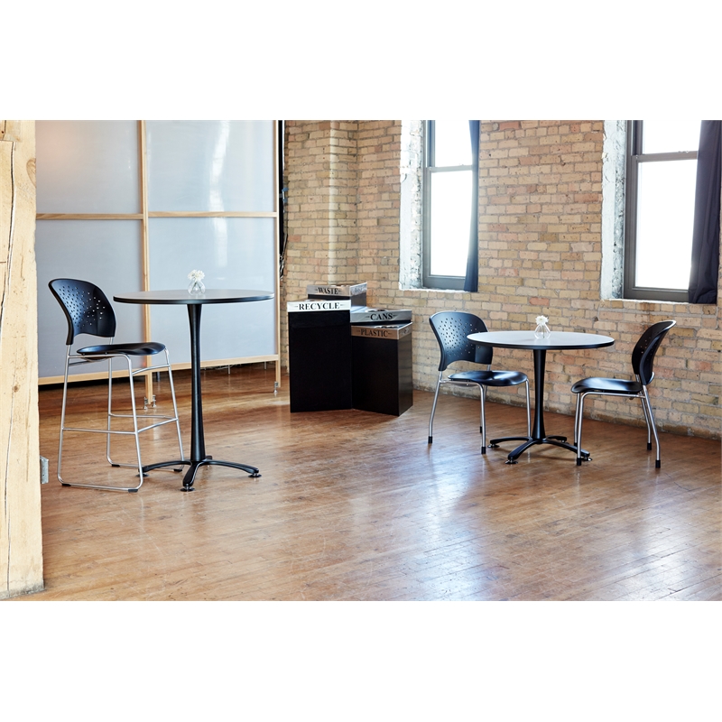 Safco Trifecta Modern Metal Recycling Receptacle in Black