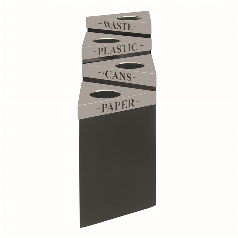 Safco Trifecta Modern Metal Recycling Receptacle in Black