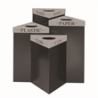 Safco Trifecta Modern Metal Recycling Receptacle in Black