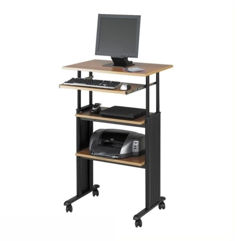 2 Piece Set Black Extendable Height Computer Desk and Drafting Chair