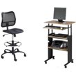 2 Piece Set Black Extendable Height Computer Desk and Drafting Chair