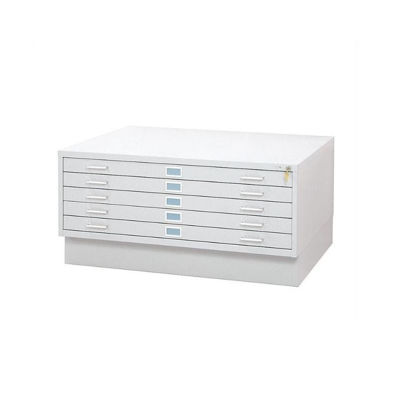 Safco 5 Drawer Flat File Cabinet With Closed Base In White