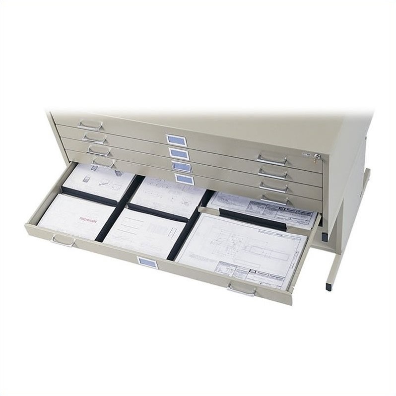 Safco 5 Drawer Flat File Cabinet with Closed Base in Brown