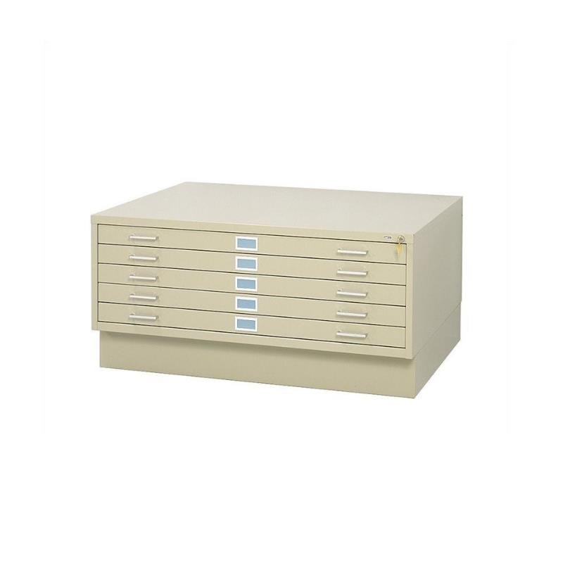 Safco 5 Drawer Flat File Cabinet With Closed Base In Brown