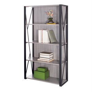 safco products mood bookcase 1903gr gray with black powder coat finish