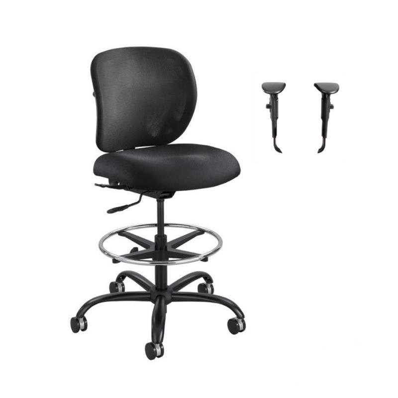 Safco 1 Adjustable Drafting Chair with Alday Arm Kit in Black Set