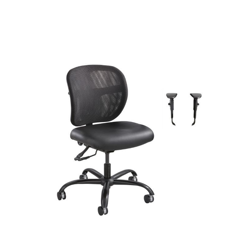 Safco 1 Mesh Task Office Chair with Alday Arm Set in Black