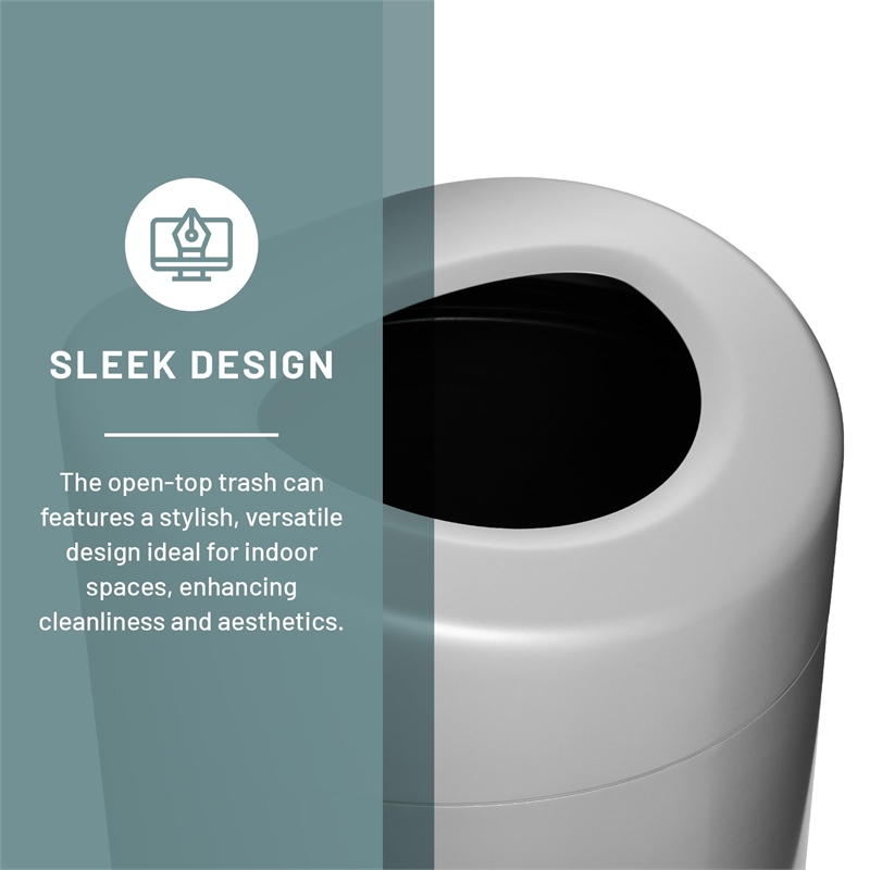 Safco Products Open Top Trash Receptacle with Liner 9921BL Black