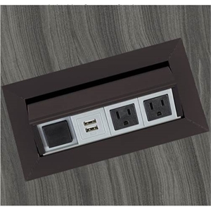 safco metal power module with 2 power and 2 usb outlets in black