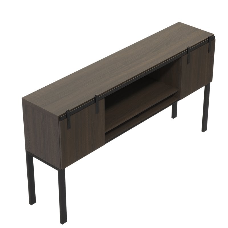 Safco Mirella Modern Wood Hutch with Sliding Doors in Southern Tobacco