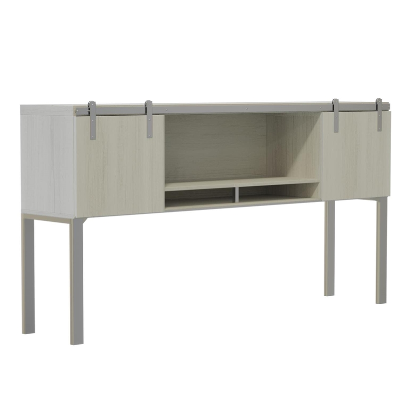 Safco Mirella Modern Wood Hutch with Sliding Doors in White Ash