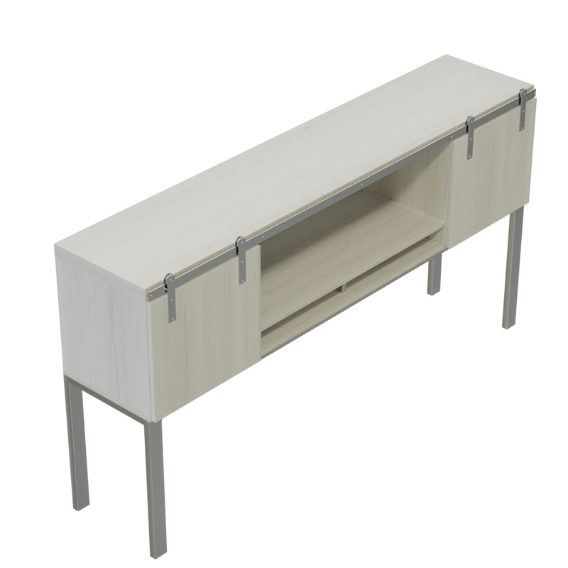 Safco Mirella Modern Wood Hutch with Sliding Doors in White Ash