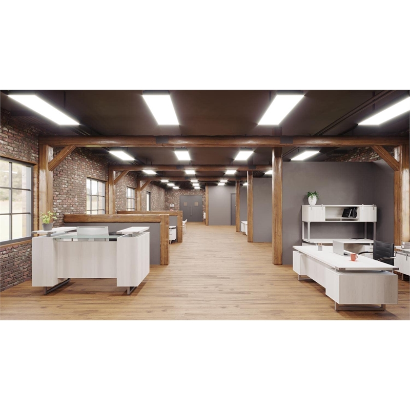 Safco Mirella Modern Wood Hutch with Sliding Doors in White Ash