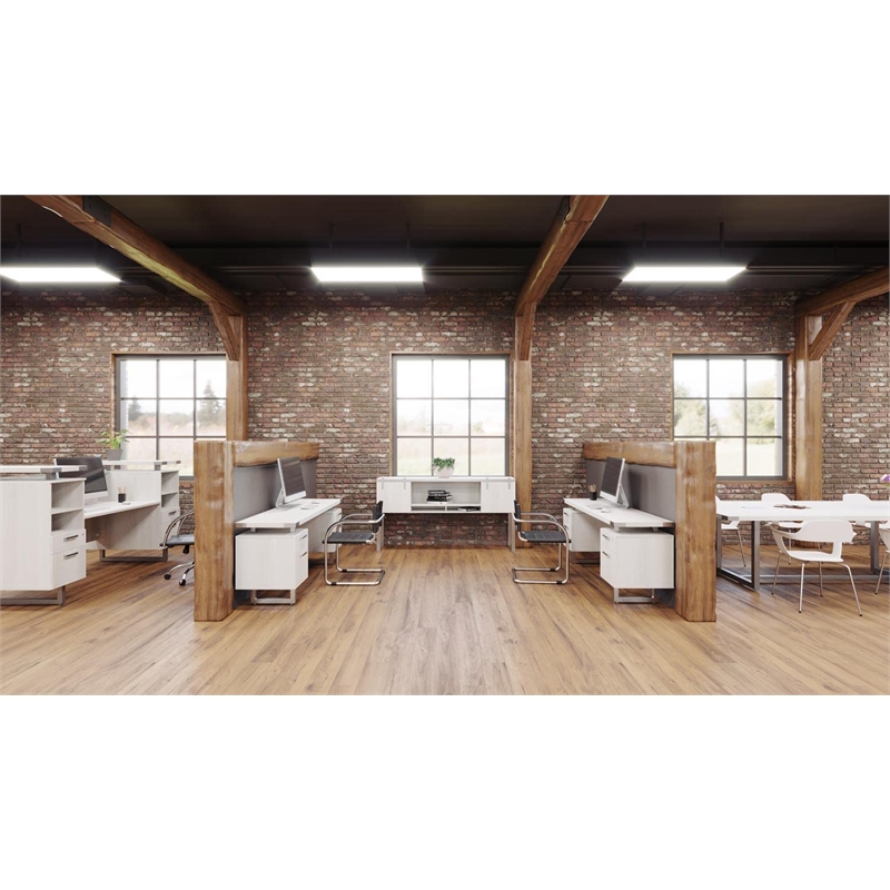 Safco Mirella Modern Wood Hutch with Sliding Doors in White Ash