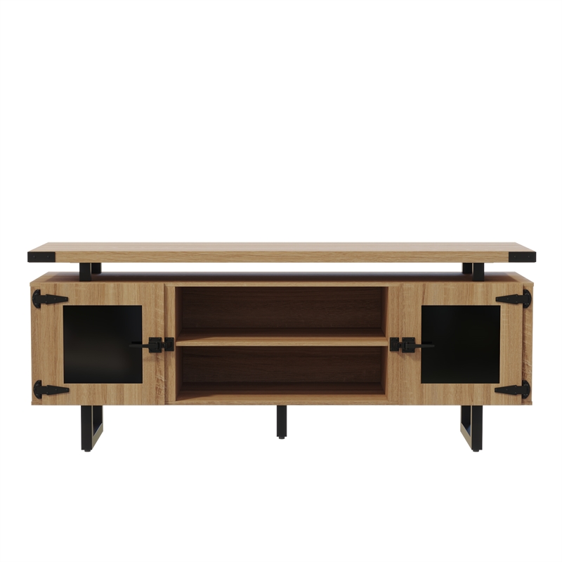 Mirella Low Wall Cabinet Glass Doors in Sand Dune