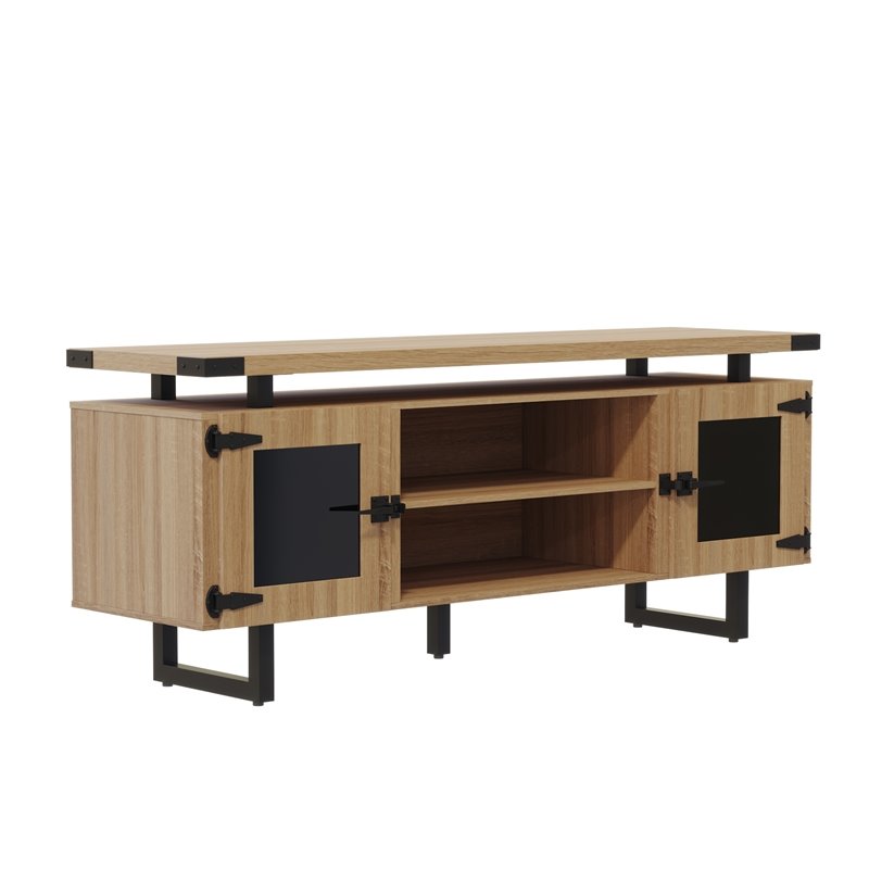 Mirella Low Wall Cabinet Glass Doors in Sand Dune