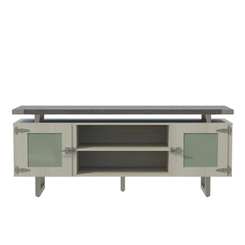 Mirella Low Wall Cabinet Glass Doors in Stone Gray