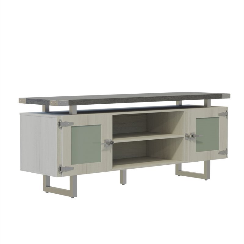 Mirella Low Wall Cabinet Glass Doors in Stone Gray