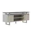 Mirella Low Wall Cabinet Wood Doors in Stone Gray