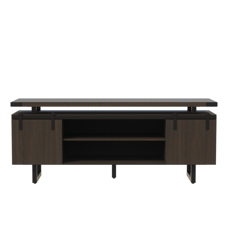 Mirella Low Wall Cabinet Wood Doors in Southern Tobacco