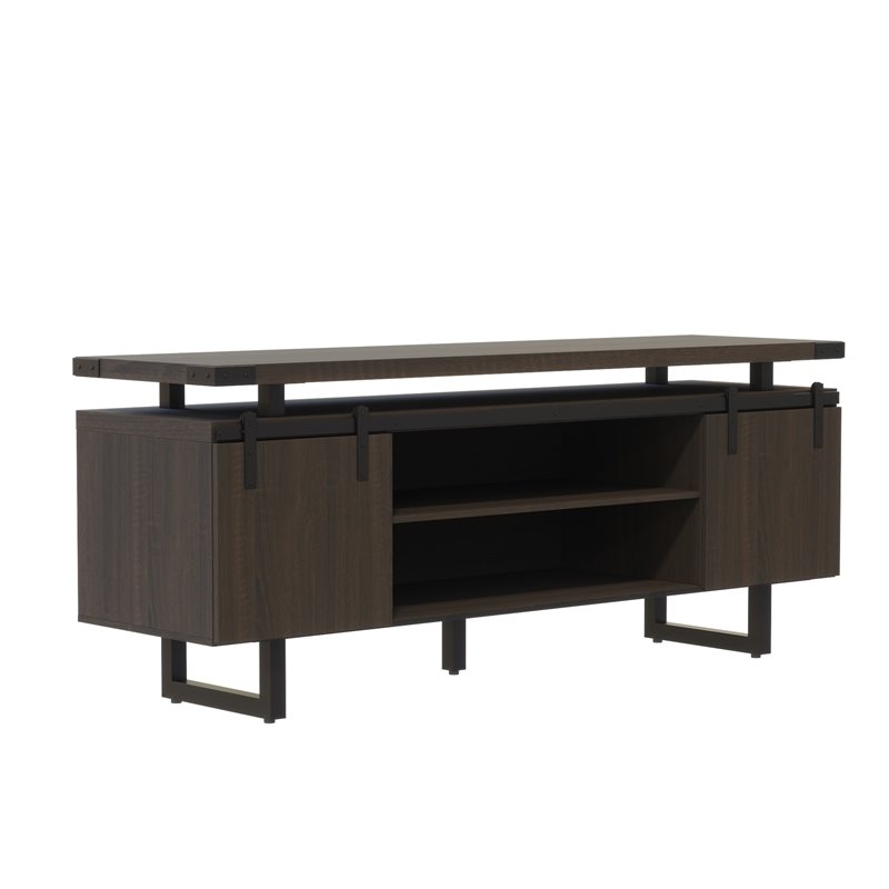 Mirella Low Wall Cabinet Wood Doors in Southern Tobacco