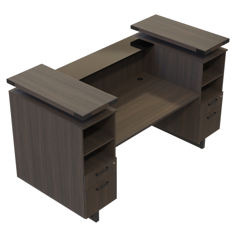 Safco Mirella Modern Wood Reception Desk in Southern Tobacco