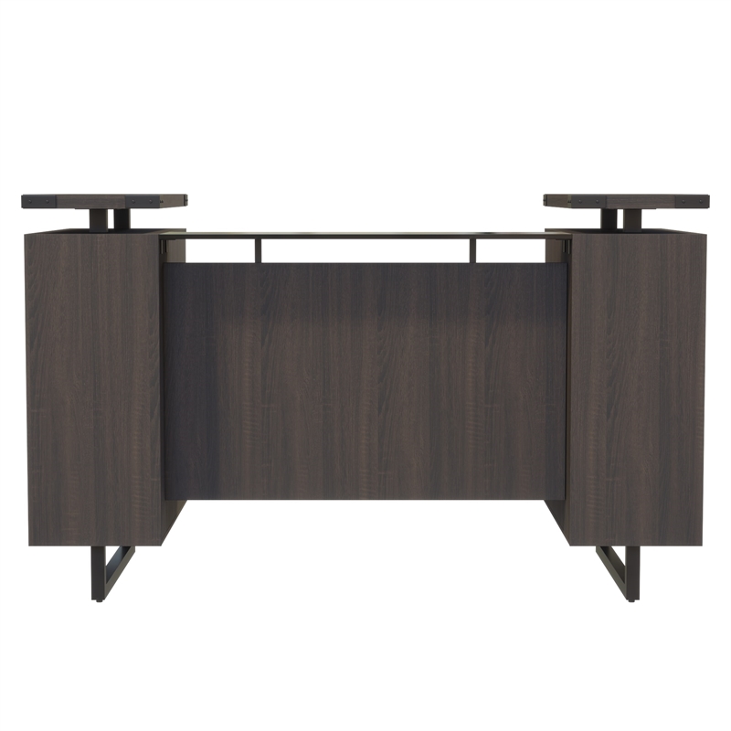 Safco Mirella Modern Wood Reception Desk in Southern Tobacco