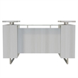 Mirella Reception Desk with Glass Countertop in White Ash