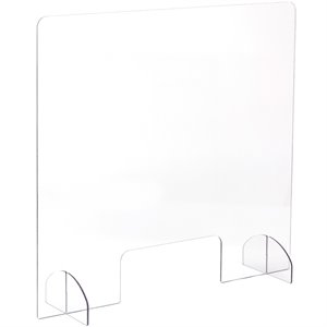 safco portable freestanding clear acrylic sneeze guard with document pass-through slot
