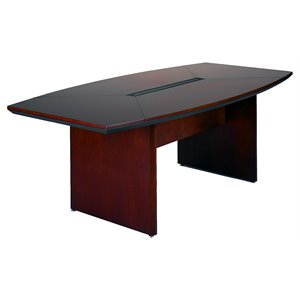 safco corsica 6' boat shaped conference table with slab base in mahogany
