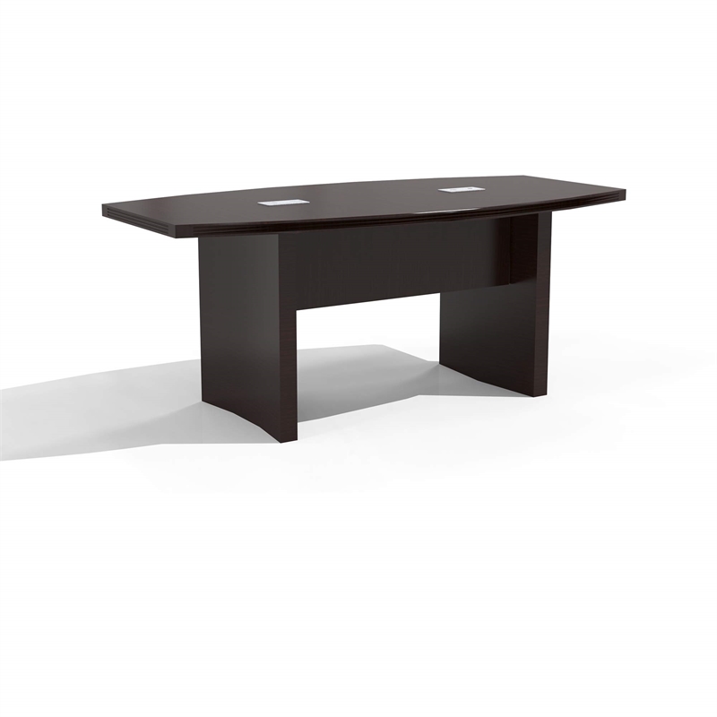 Safco Aberdeen 6' Boat Shaped Conference Table with Slab Base in Mocha