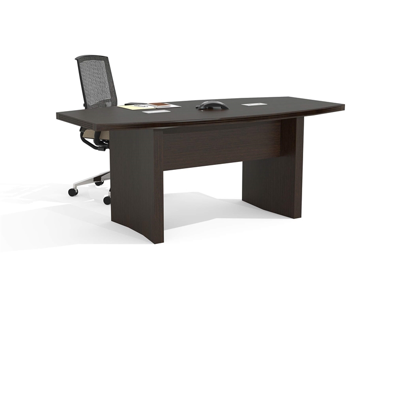 Safco Aberdeen 6' Boat Shaped Conference Table with Slab Base in Mocha