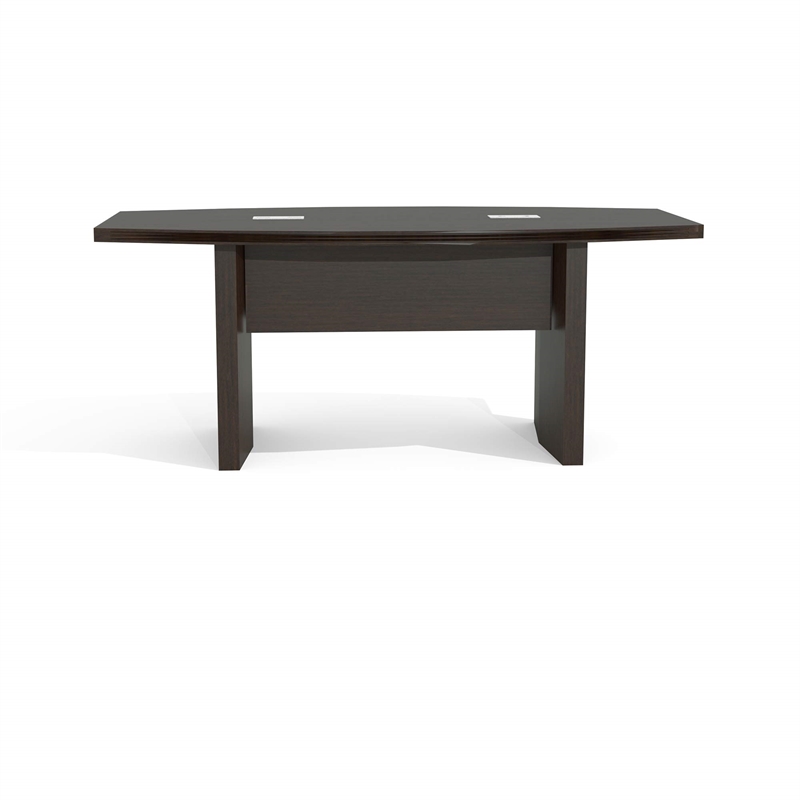 Safco Aberdeen 6' Boat Shaped Conference Table with Slab Base in Mocha