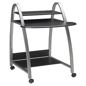 safco eastwinds wood and metal mobile computer cart in black anthracite