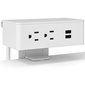 resi on desk universal metal power plugins & 2 usb ports in white