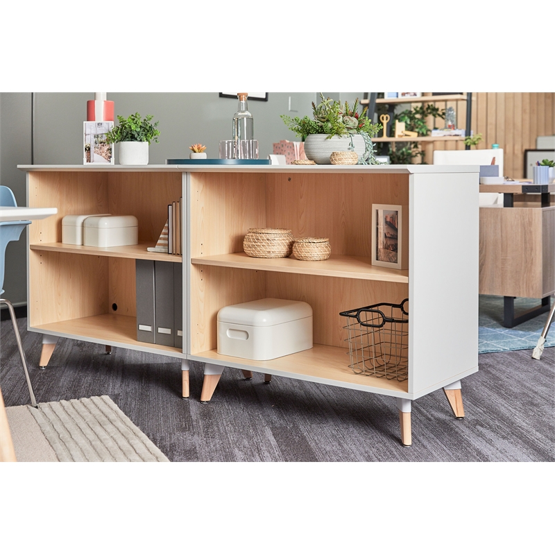 Resi White Wood Cabinet With Open Storage