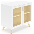Resi Modern White Multi Level Wood Storage Cabinet With Glass Doors