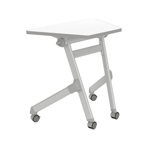 Safco Transitional Metal Mobile Trapezoid Desk in White Finish