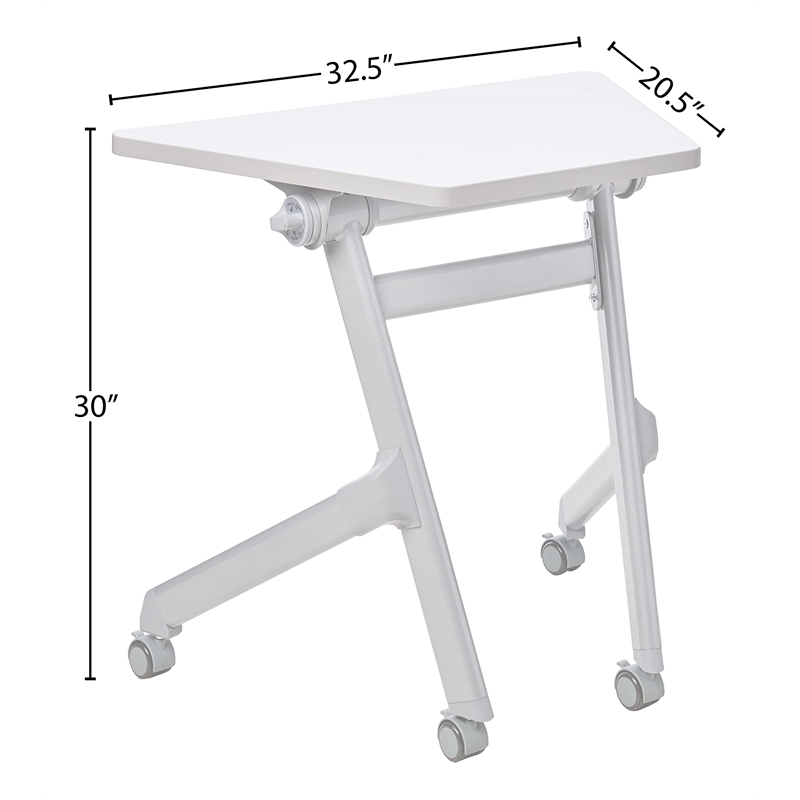 Safco Transitional Metal Mobile Trapezoid Desk in White Finish