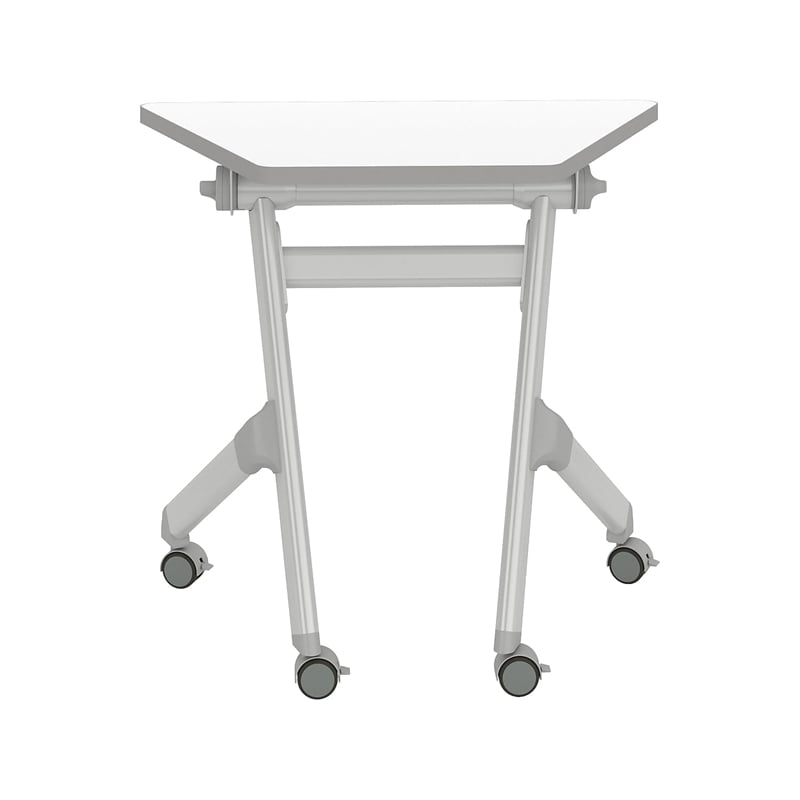 Safco Transitional Metal Mobile Trapezoid Desk in White Finish