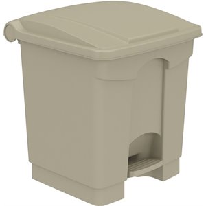safco products plastic step-on touchless 8 gallon trash can in tan