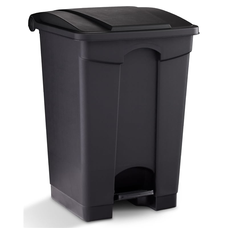 Safco Products Plastic Step-On Touchless 12 Gallon Trash Can in Black