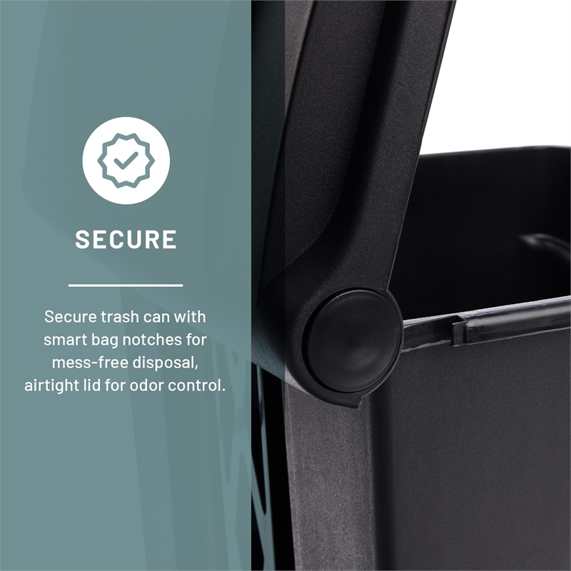 Safco Products Plastic Step-On Touchless 12 Gallon Trash Can in Black