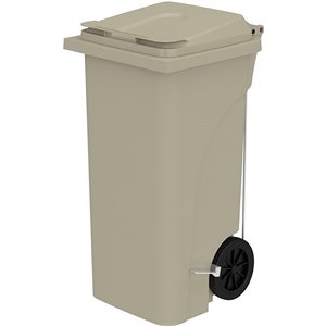 Safco Products Plastic Step-On Touchless 32 Gallon Trash Can in Tan