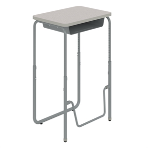 alphabetter 2.0 height adjustable student desk pendulum bar & book box in gray